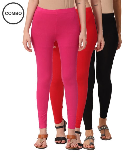 Buy Pink & Light Pink Leggings for Women by GRACIT Online | Ajio.com