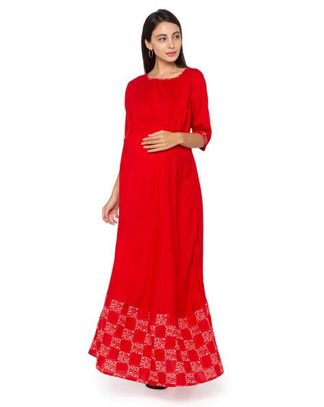 Buy MOMTOBE Fit & Flare Nursing Dress Online | Ajio.com