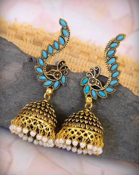 Buy South Indian Bridal Wear Gold Pattern 3 Layer Jhumka Earrings Design  Online