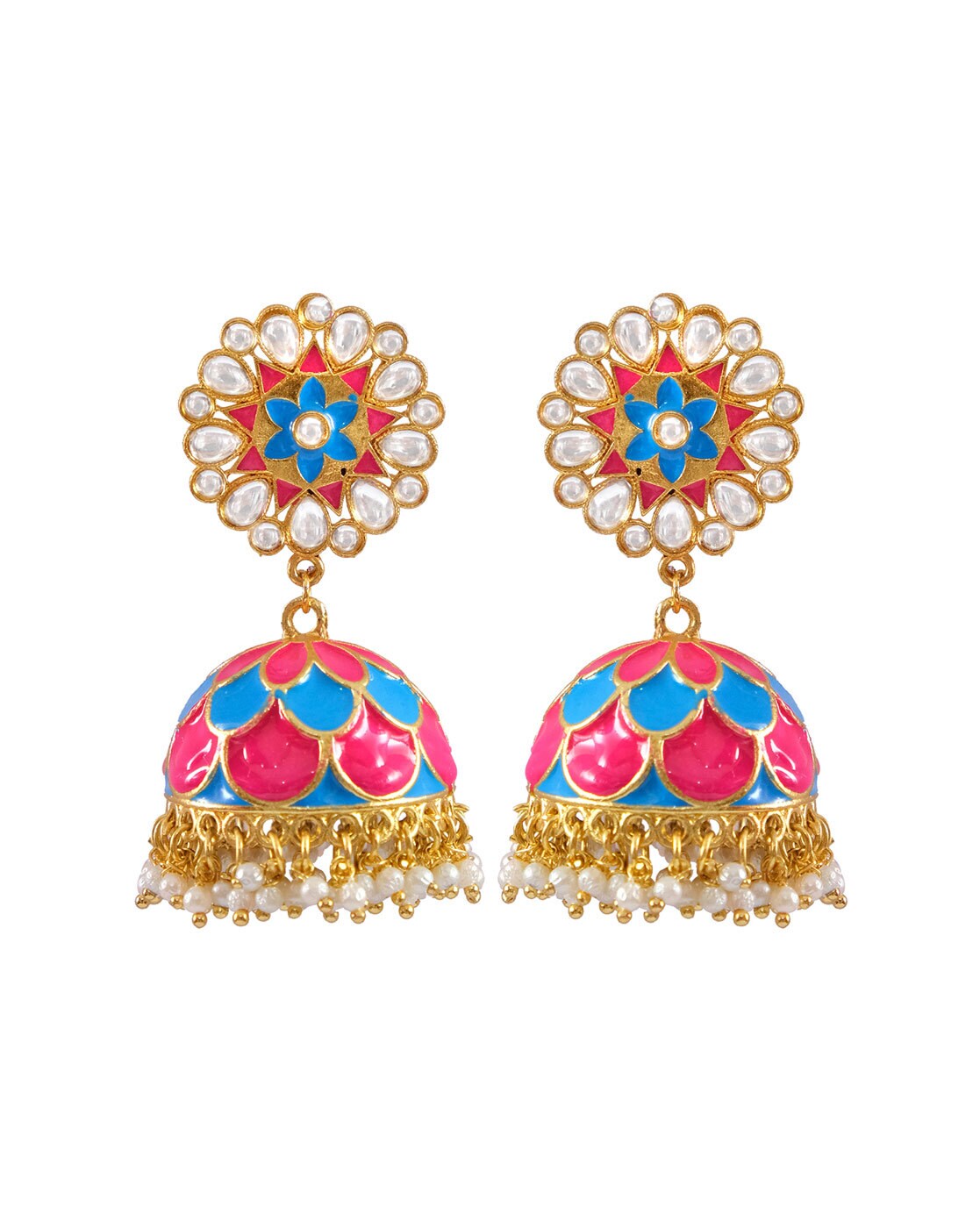 ZEVAR I Gorgeous Stone Jhumka Earring With Hair Chains – Zevar