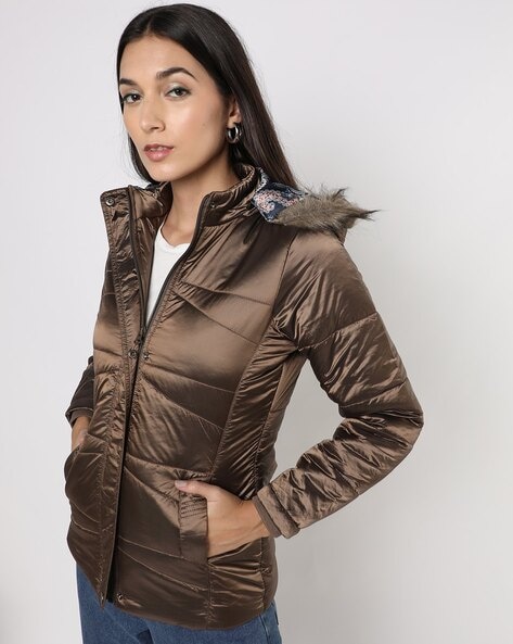 Woodland Women Gold-Toned Water Resistant Padded Jacket Price in India,  Full Specifications & Offers | DTashion.com