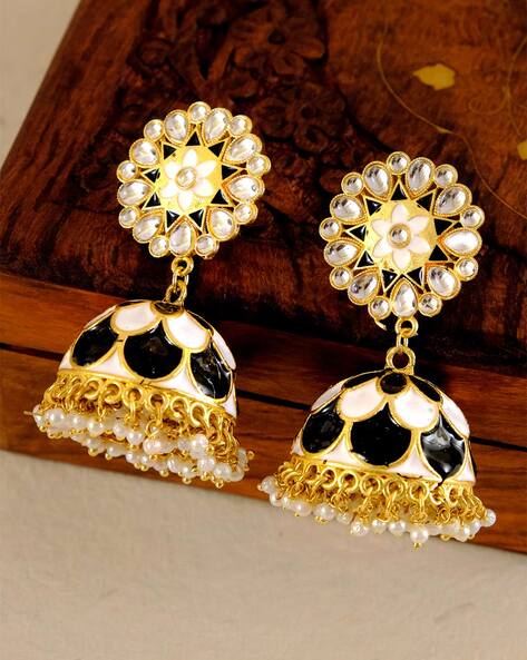 Subhag Alankar White & Black Attractive Kundan earrings For Girls and