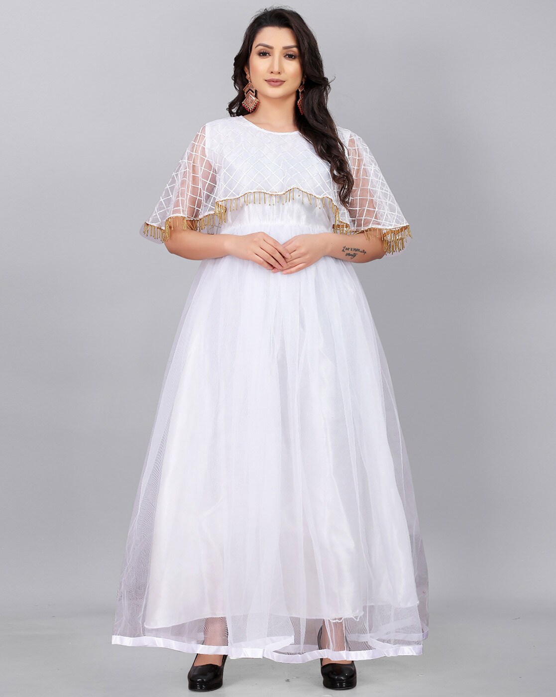 Exclusive Designer Net Gown For Women Floral Bride Gown Indian Wedding  Reception Gown Bridal Dress Indian Suit Floral Anarkali White Gown at Rs  1799.00 | Surat| ID: 26440674430