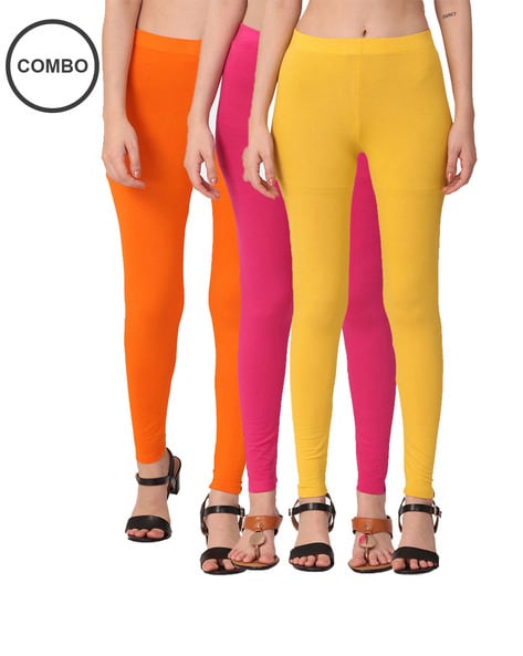 Buy Blazing orange Leggings for Women by Alfassa Online | Ajio.com