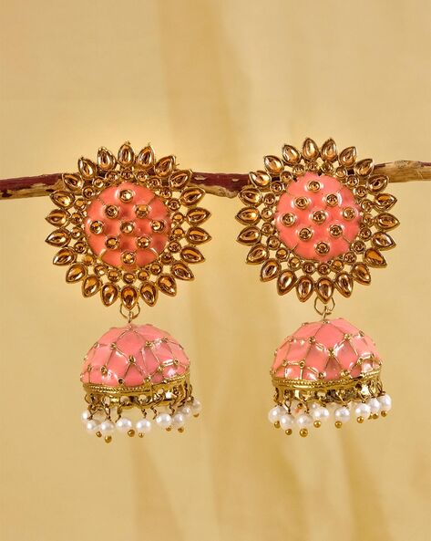 Light Purple Traditional Jhumka Earrings for Girls | FashionCrab.com