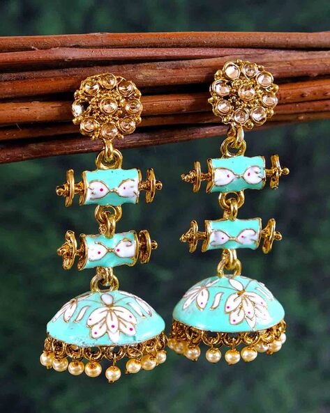 Buy Online Gold Plated Fashion Designer Earrings Pearl Brass Jhumki for  Girls and Women – One Stop Fashion