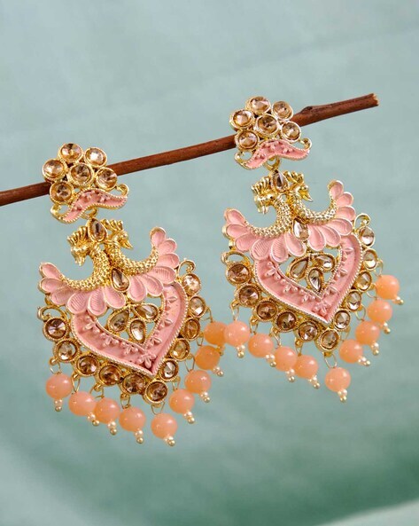 Buy Gold-Toned & Pink Earrings for Women by Priyaasi Online | Ajio.com