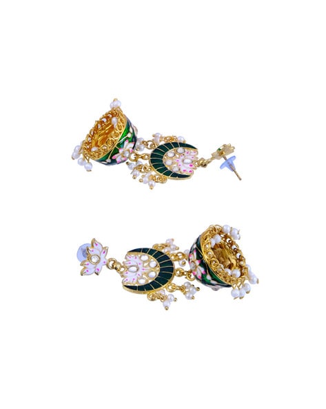 Lotus Design Enamelled Dangle Earring : Gift/Send/Buy Fashion Store Gifts  Online JEW0030 | egiftmart.com