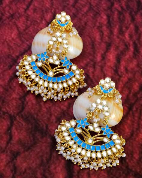 Crunchy Fashion Bollywood Inspired Traditional Party Wear Two Tier Aqua  Jhumka Earrings For Girls & Women - Crunchy Fashion Pvt. Ltd. - 749929
