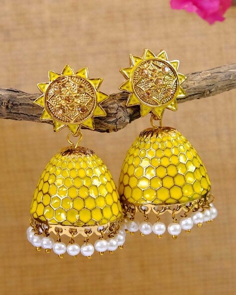 Mustard colour deals earrings