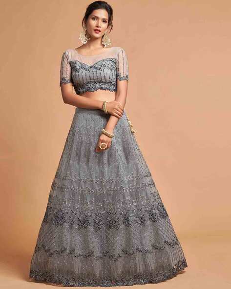 Buy Coin Grey Net Lehenga For Women Online - Frontierraas