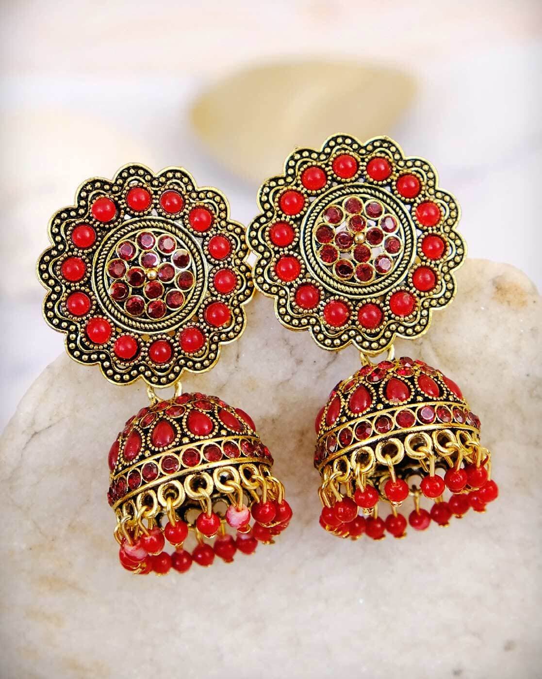 Buy Bindhani Womens  Girls Artful Oxidised Jhumka Fashion Earrings