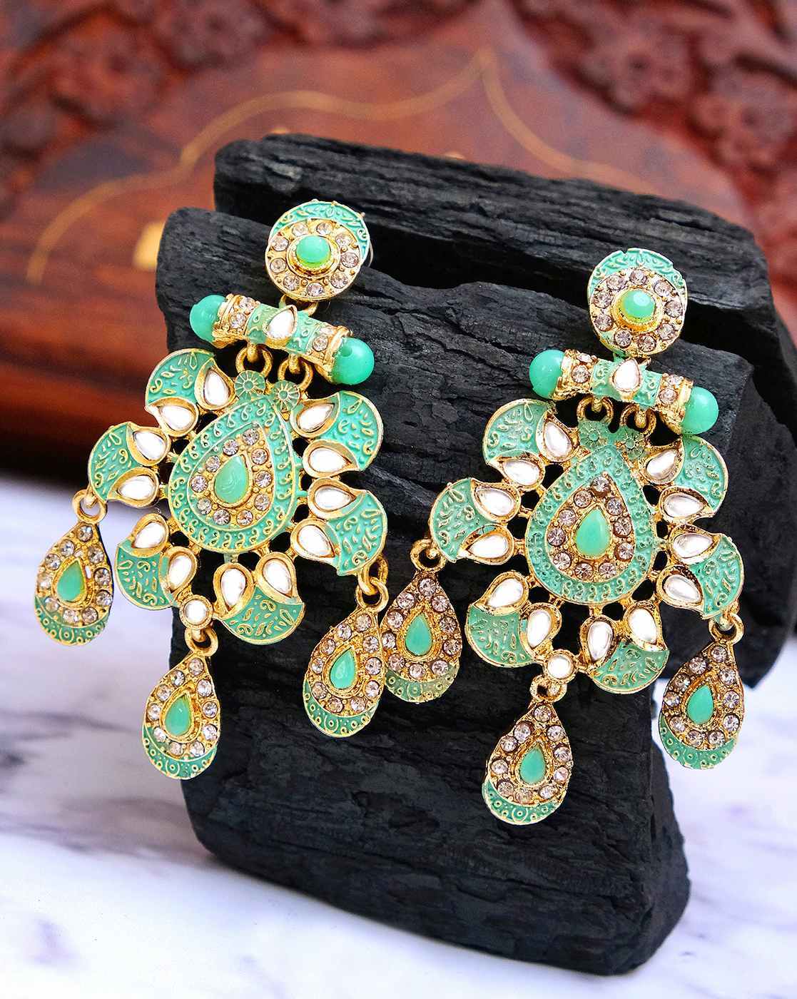 Buy Polki Earrings/ Green Earrings/ Kundan Earrings/ Gold Earrings/ Gold  Indian Earrings/ / Indian Jewelry/ Pakistani Jewelry/ Punjabi Jewelry  Online in India - Etsy