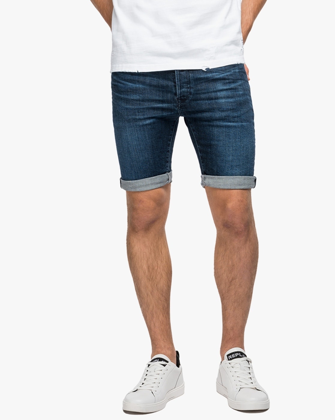 Replay denim cheap shorts mens