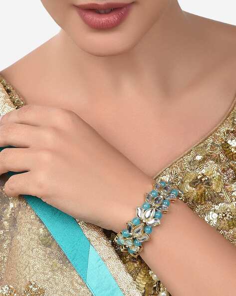 Buy GoldToned  Turquoise blue Bracelets  Bangles for Women by ZAVERI  PEARLS Online  Ajiocom