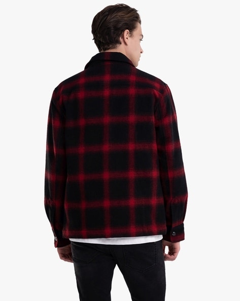 VINTAGE Checks Red & Black Padded Shacket