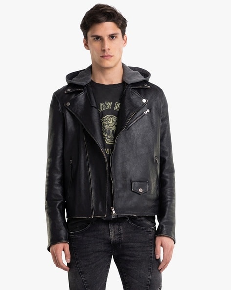 Renzo leather 2025 biker jacket