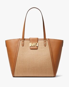 Michael Kors Edith Large Saffiano Leather Satchel in Natural