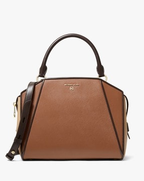 Buy Michael Kors Cleo Medium Saffiano Leather Satchel | Brown Color Women |  AJIO LUXE