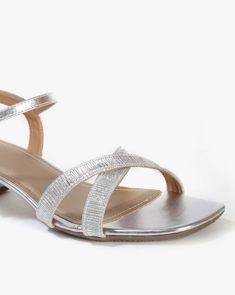 silver strappy sandals low heel from Sears.com