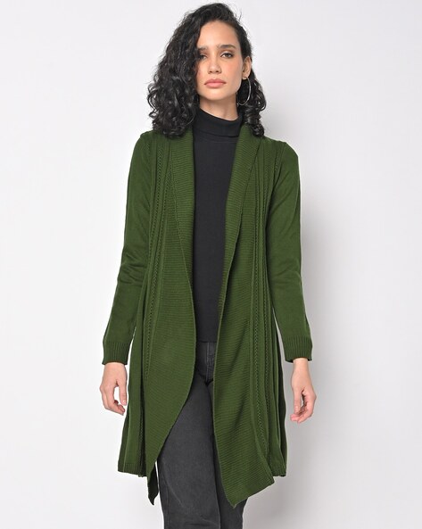 Olive green shop longline cardigan