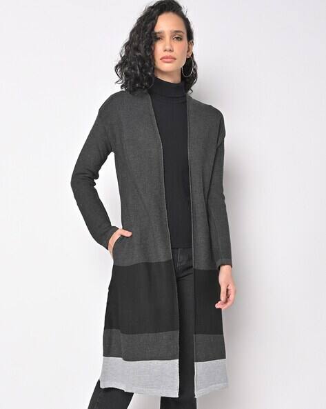 Ribbed Front-Open Longline Shrug