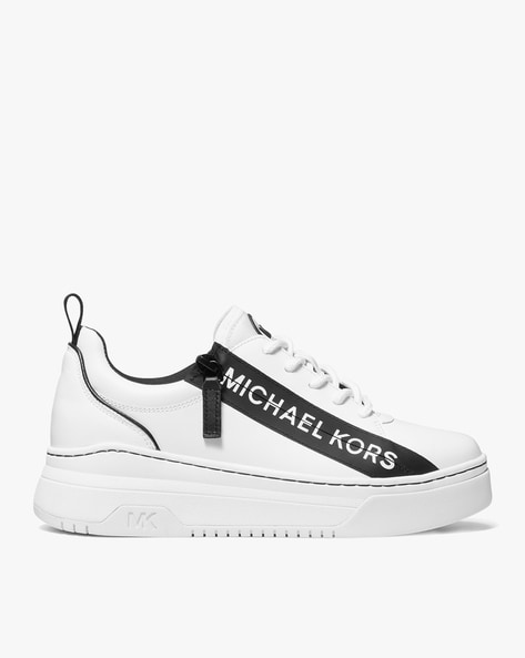 Buy Michael Kors Alex Brand Print Lace-Up Sneakers | White Color Women |  AJIO LUXE