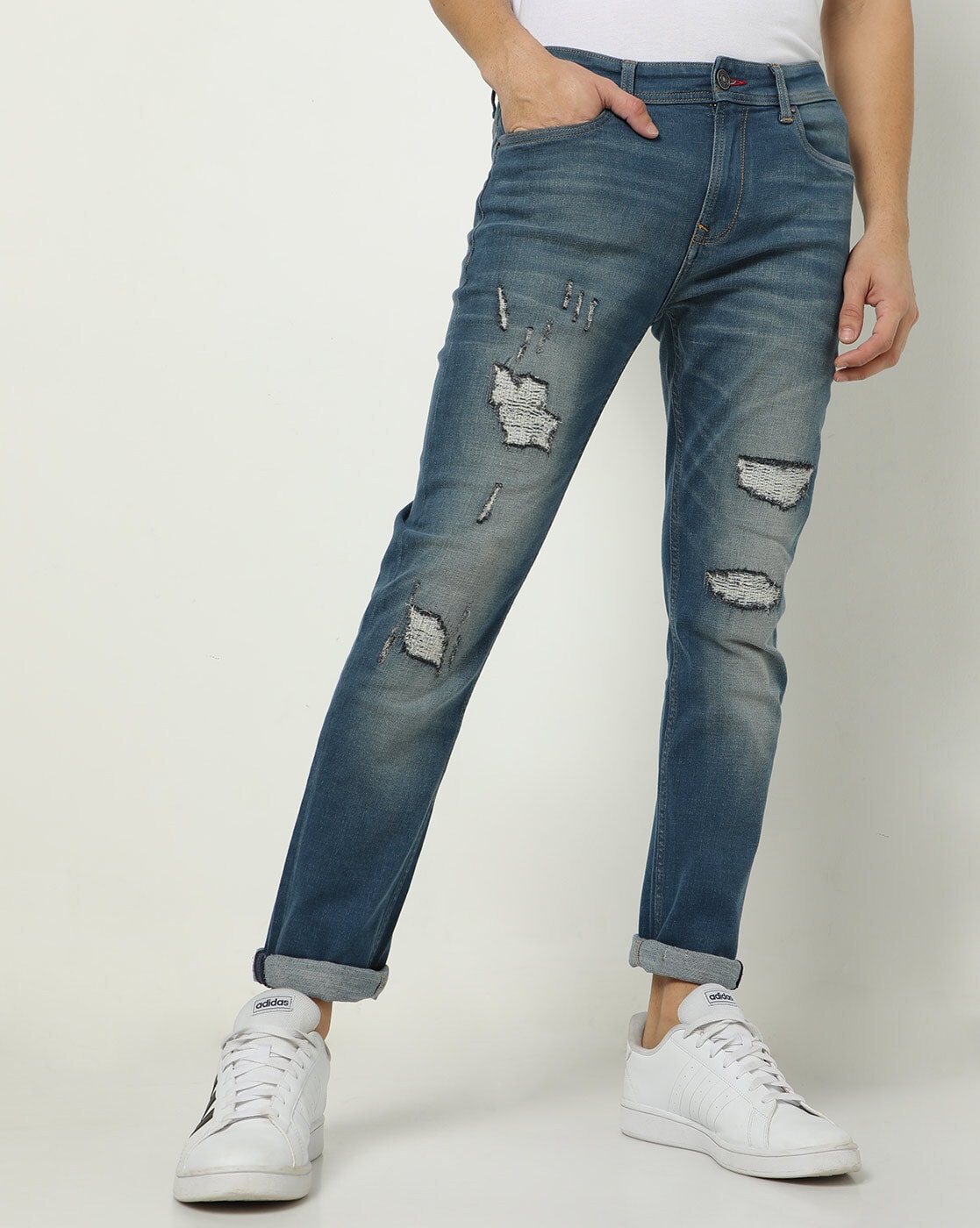 Men?s Stretch Skinny Ripped Jeans, Super Comfy Distressed Denim Pants with  Destroyed Holes - Walmart.com