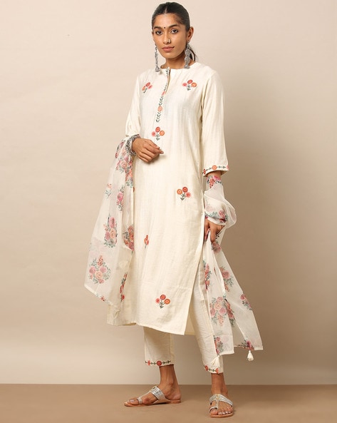 Embroidered on sale straight kurta