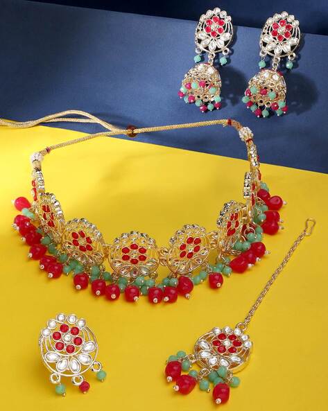 Kundan necklace set with on sale price