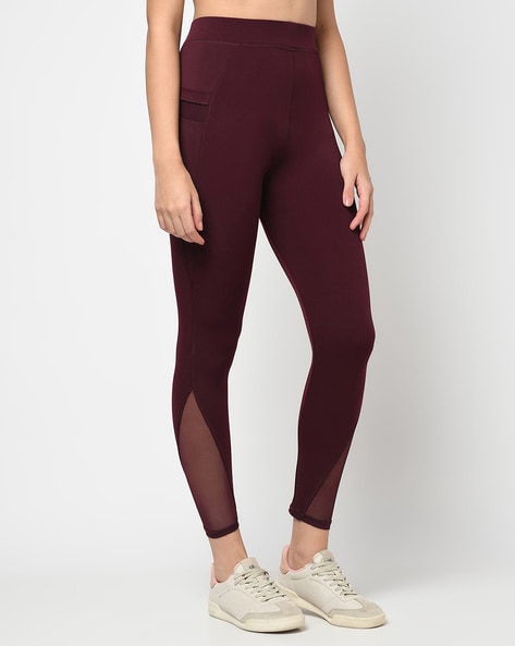 Women's Elastic Maroon Force Seamless Leggings - Carpatree