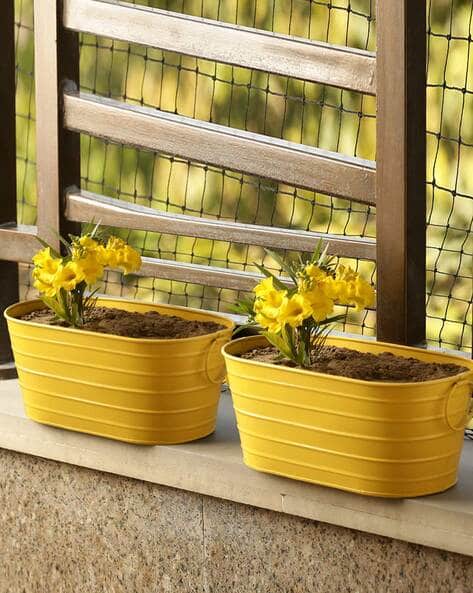 Hand-Painted Floor Planters Pot In Metal