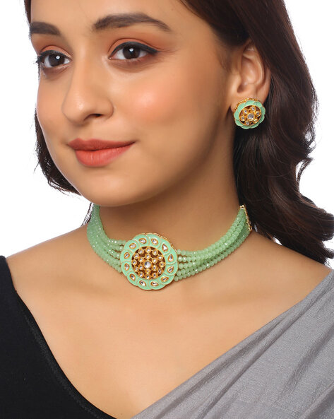 Green on sale choker jewellery