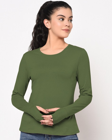 Buy Olive Tshirts for Women by SHARKTRIBE Online