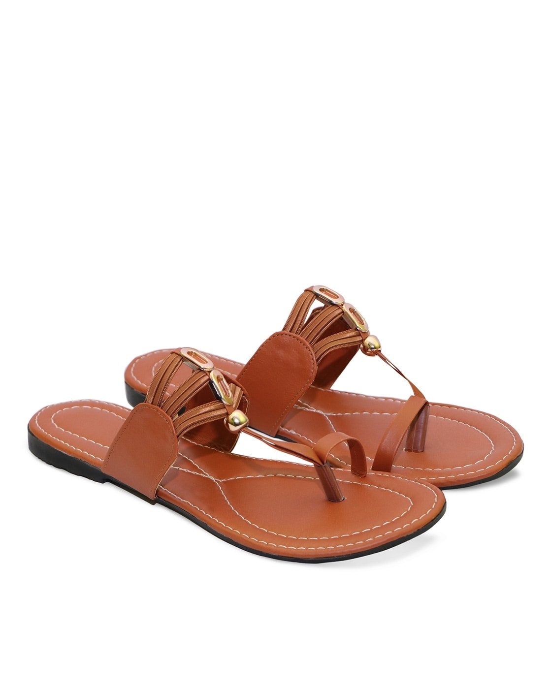 Buy online Women Cut Work Brown Embellished Slip On Flat Sandal from flats  for Women by Xe Looks for ₹789 at 51% off | 2024 Limeroad.com
