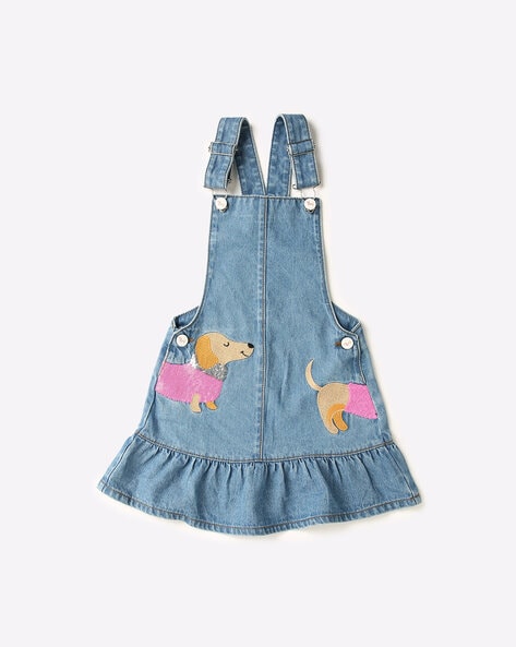 Buy Allen Solly Junior Girls Embroidered Denim Dungaree - Dungarees for  Girls 24272972 | Myntra