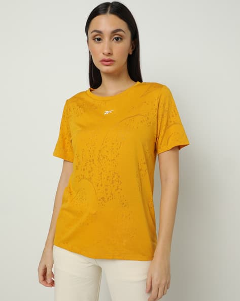 Reebok TS Burnout Round-Neck T-Shirt with Logo Print
