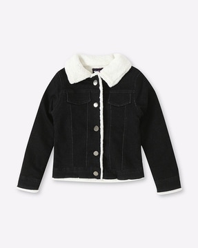 Girls black cheap sherpa jacket