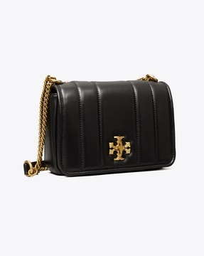 Authentic Tory Burch Kira Chain Shoulder Bag BLACK Rolled Gold