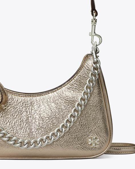 151 Mercer Metallic Small Crescent Bag with Adjustable Strap