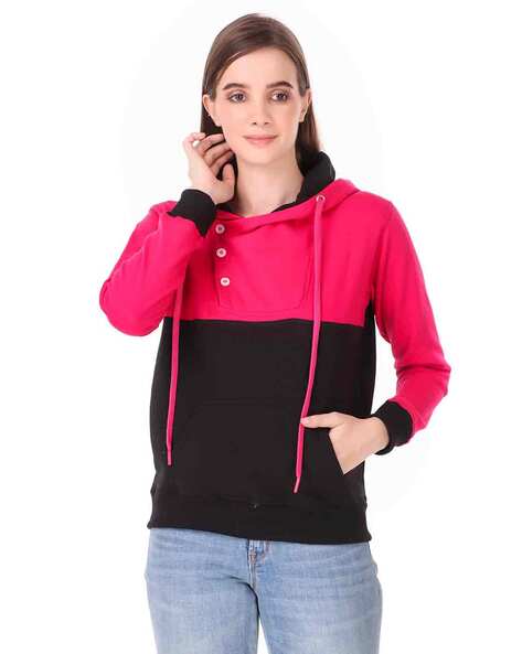 Buy Pink Black Sweatshirt Hoodies for Women by Uzarus Online