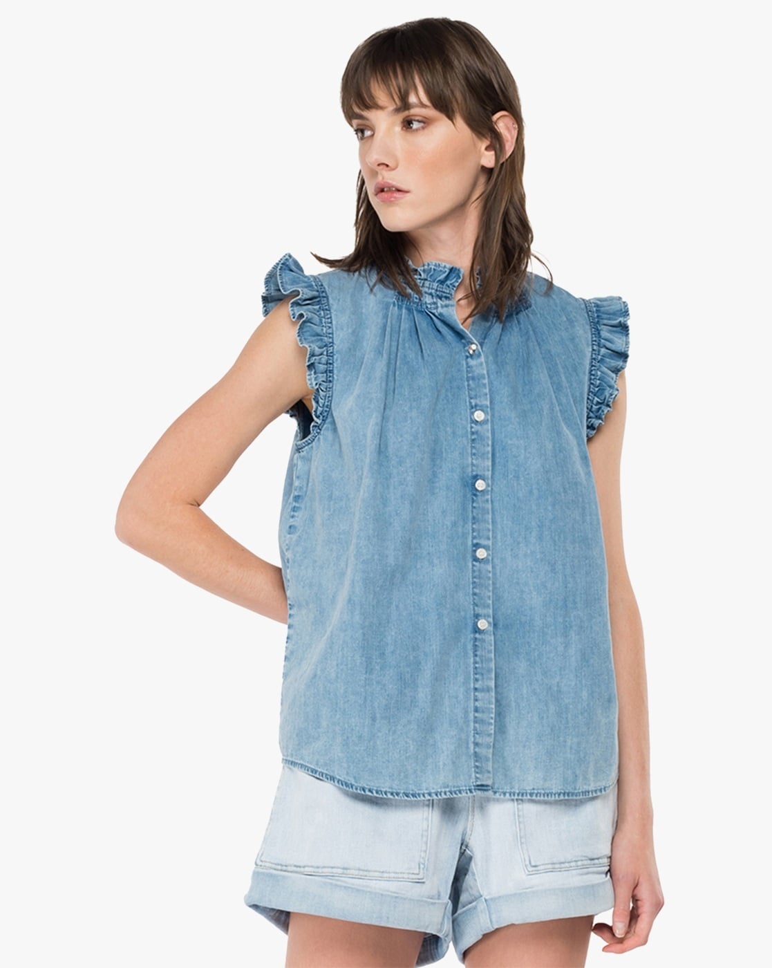 Style & Co. Sleeveless Denim Shirt, | Sleeveless denim shirts, Denim shirt, Denim  shirt dress