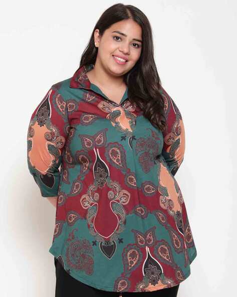 Floral Print Relaxed Fit Plus Size Shirt