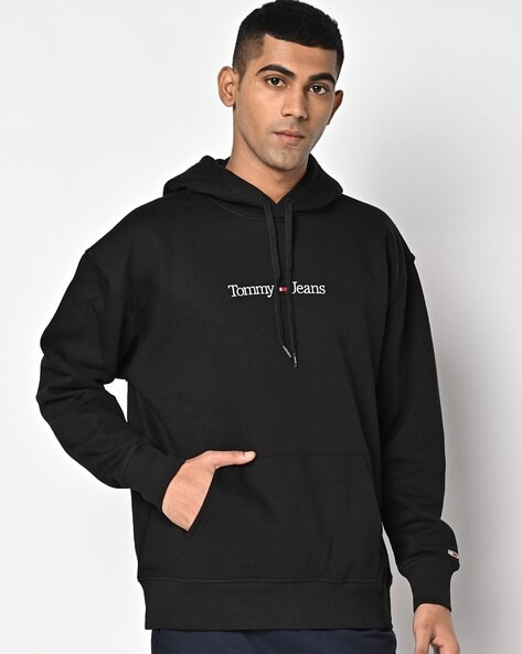 Tommy Jeans LINEAR HOODIE - Sweatshirt - black 