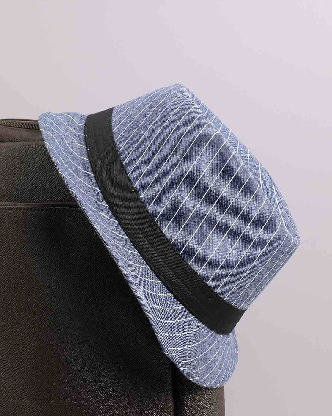 French Accent Striped Bucket Hat For Men (Blue, OS)