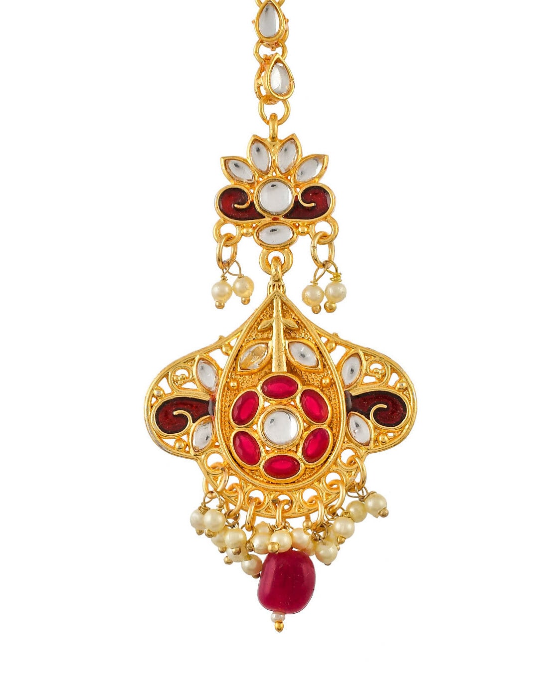 Large Golden Crystal Jhumka and Tikka set – SOKORA JEWELS