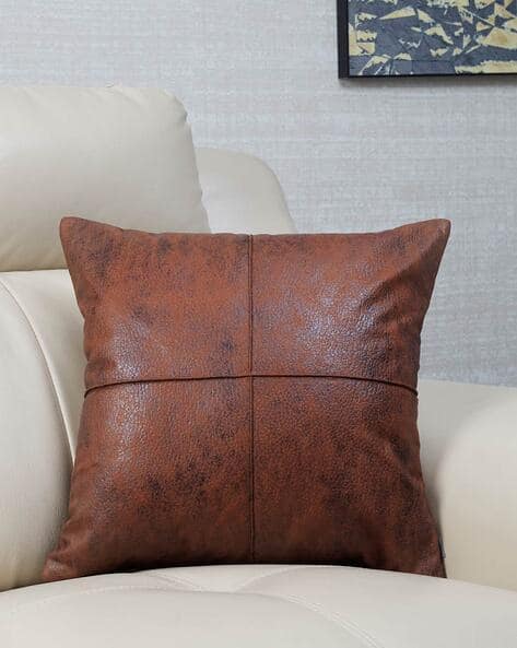 HomeTown Luxe Living Leather Cushion Cover 40x40 Cm in Brown Colour