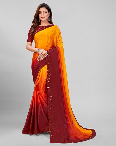 Reeta Fashion Presents Elegant Orange Rangoli Silk Printed Lace Border Saree  With Unstitched Blouse | Reeta Fashion