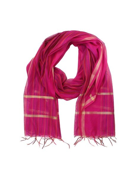 Striped Dupatta with Fringed Hems Price in India