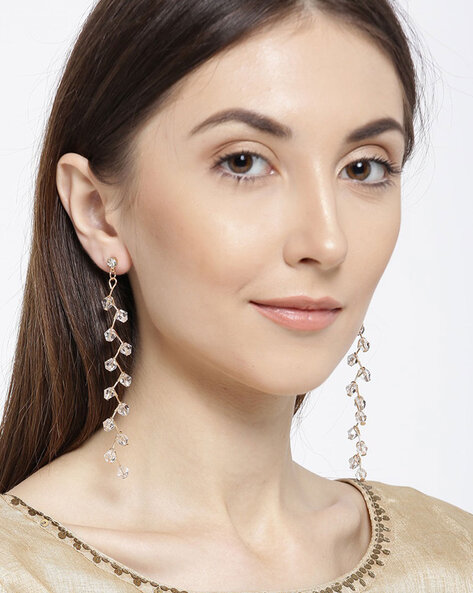 gold hoop diamante earrings